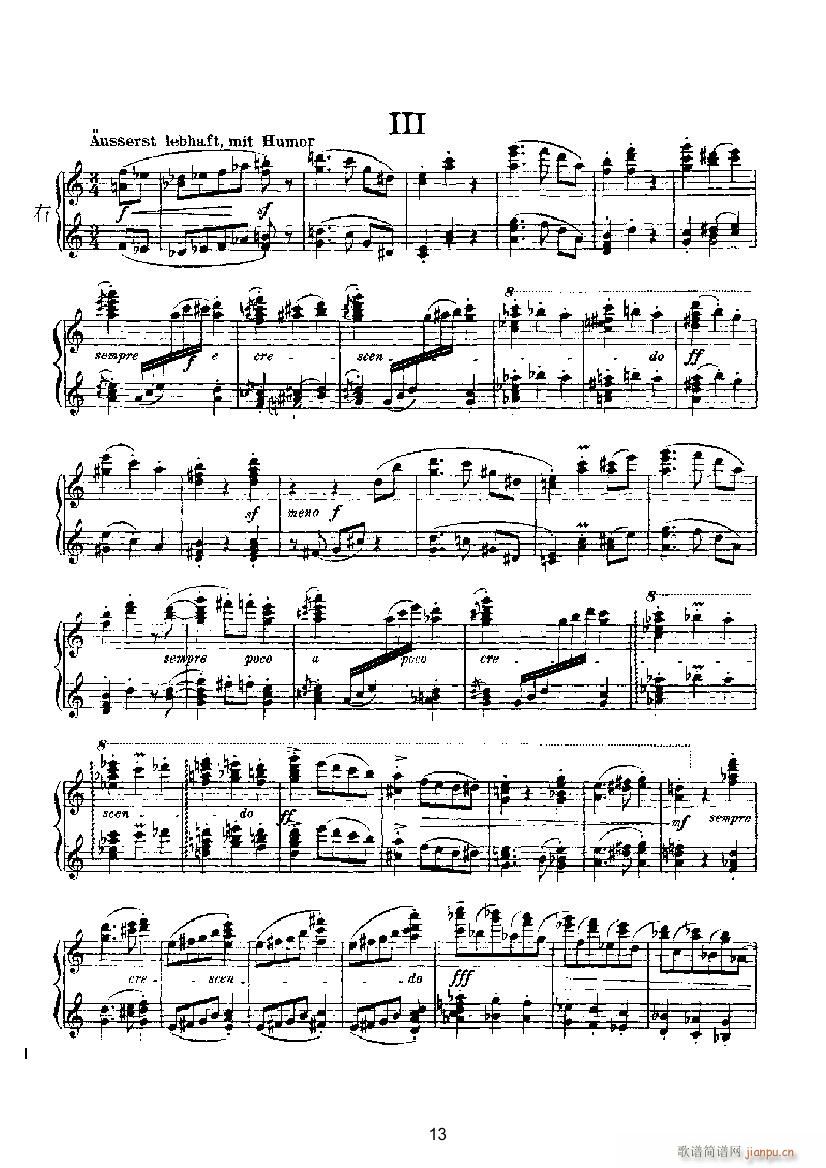 滑稽曲3（四手联弹） 键盘类 钢琴_马克斯.雷格尔1