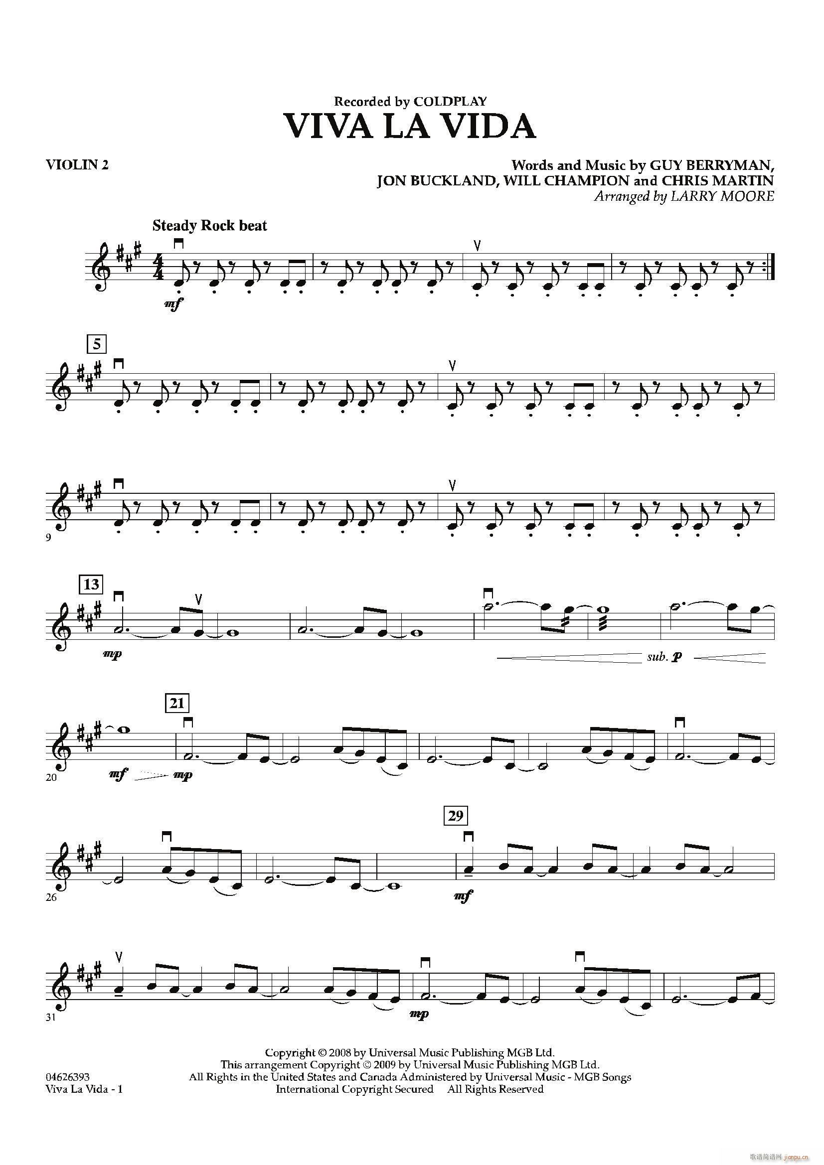 VIVA LA VIDA(第二小提琴分谱)1