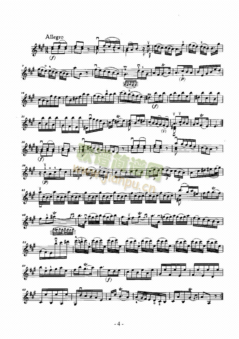 A大调奏鸣曲（分谱） 弦乐类 小提琴4