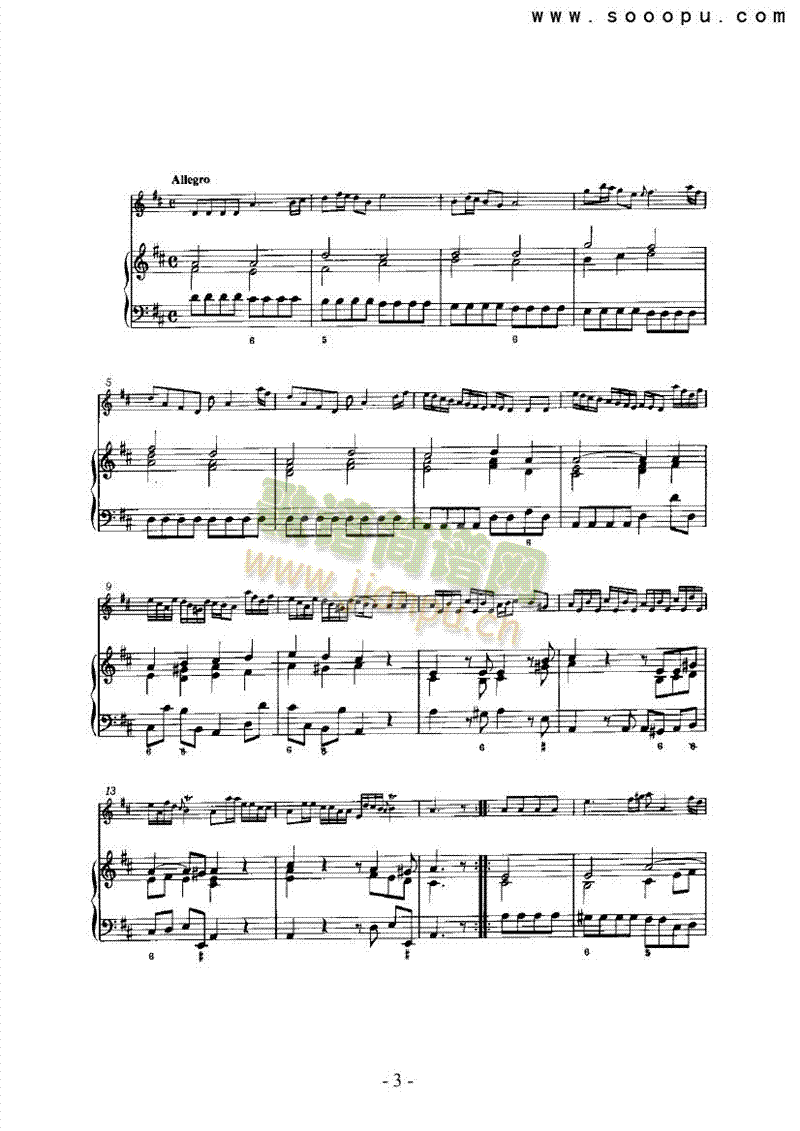 六首奏鸣曲（总谱） 管乐类 长笛3