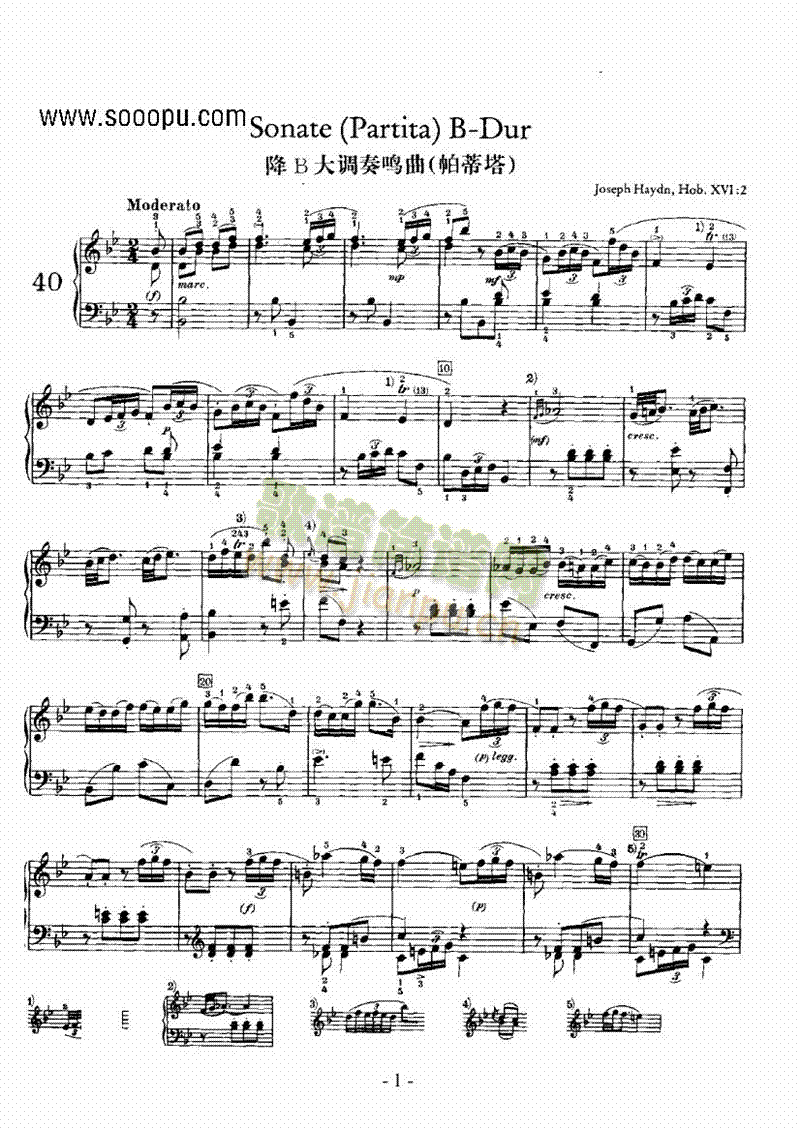 降B大调奏鸣曲(帕蒂塔) 键盘类 钢琴1