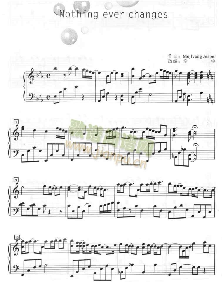 Nothing ever changes（钢琴谱）1
