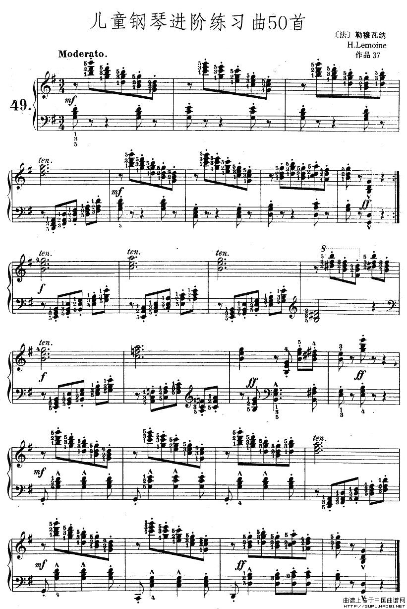 儿童钢琴进阶练习曲50首之491