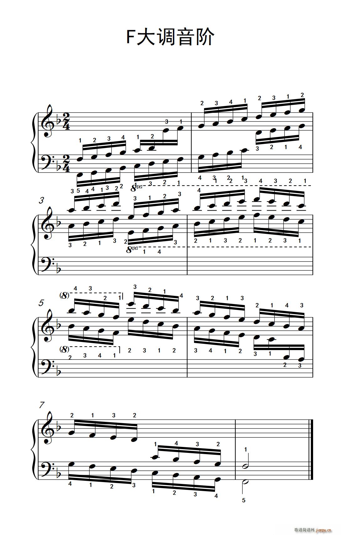 第六级 13 F大调音阶(中央音乐学院 钢琴(业余)考级教程 4-6级)1