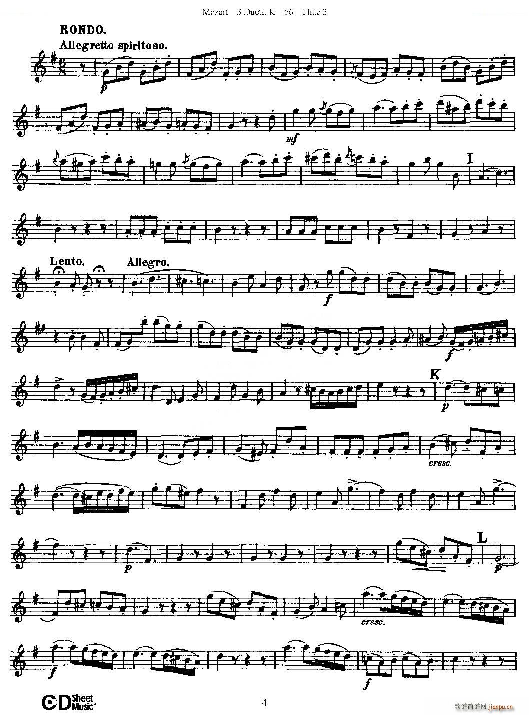 3 Duets K 156 之第二长笛（二重奏三首 K156号） 铜管4