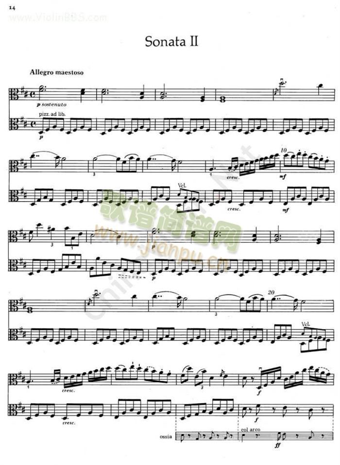 BRUNI《Sonata II.》( I.) 【I. II.中提琴】1