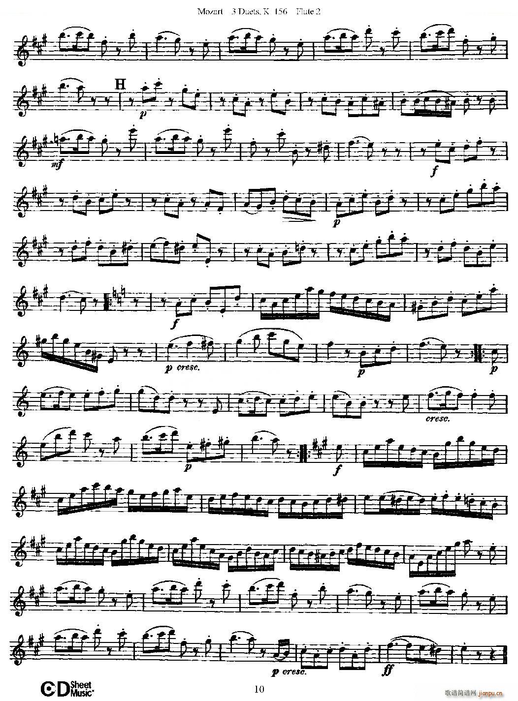 3 Duets K 156 之第二长笛（二重奏三首 K156号） 铜管10