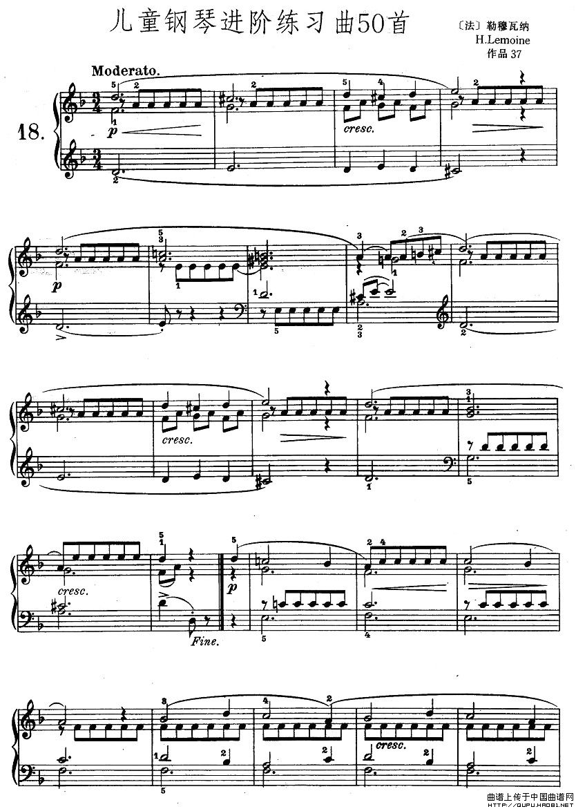 儿童钢琴进阶练习曲50首之181