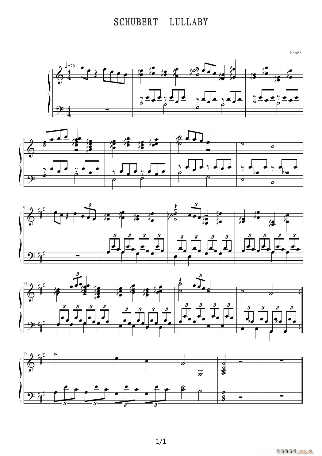 SCHUBERT LULLABY C调1
