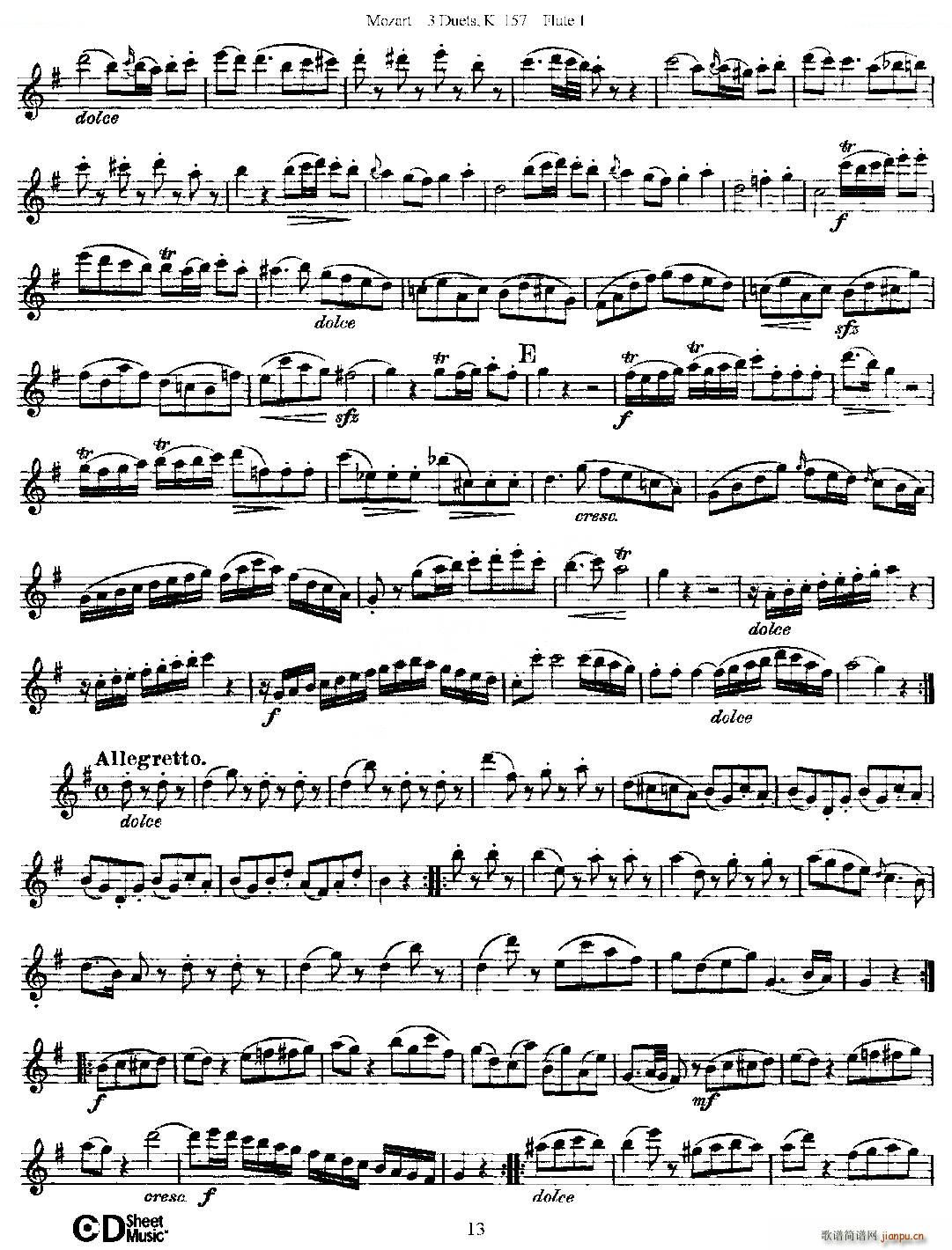 3 Duets K 157 之第一长笛（二重奏三首 K157号） 铜管13