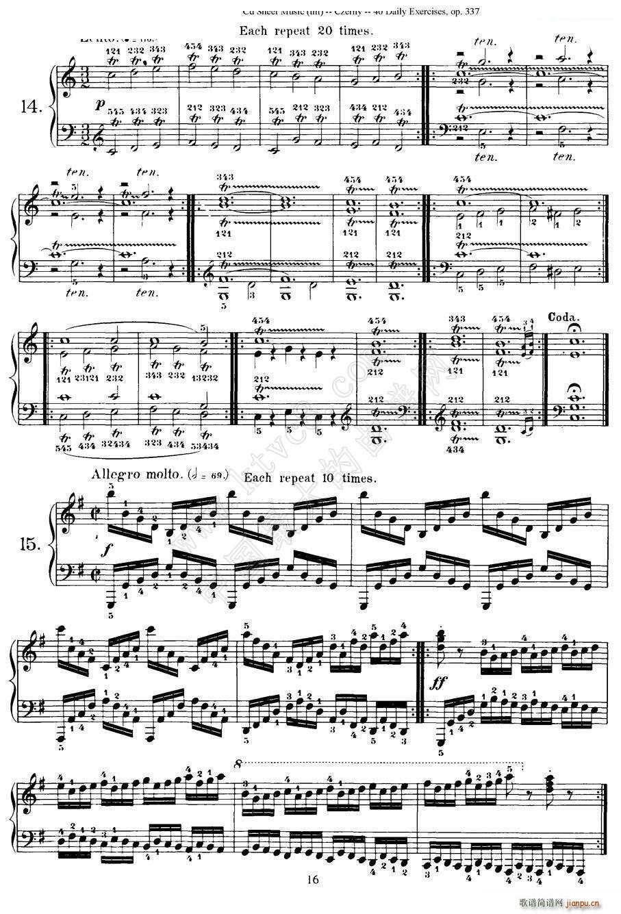 Czerny - 40 Daily Exerci Op 337（11―15）（40首日常训练曲）6