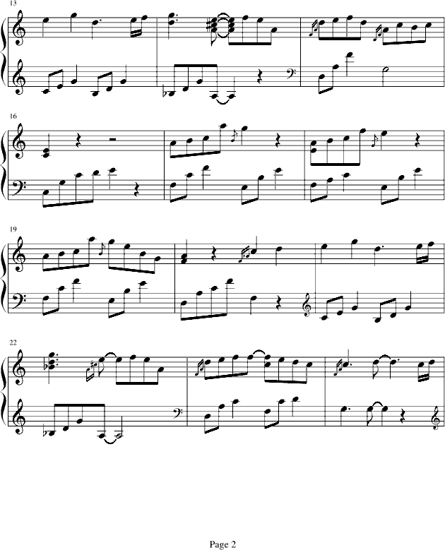 一公升的眼泪-（背景音乐完整版）-钢琴谱(钢琴曲)-影视2