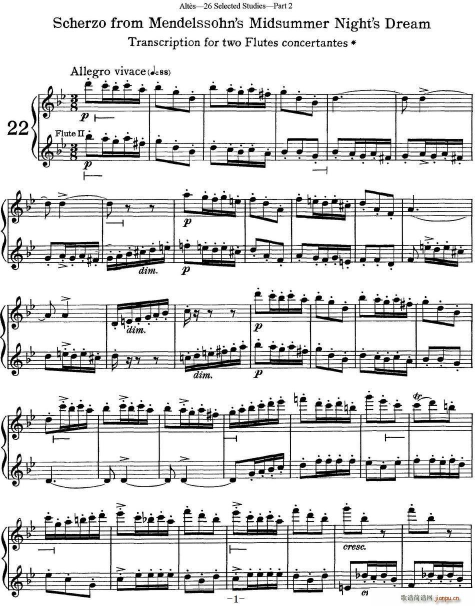 阿尔泰斯26首精选长笛练习曲(NO 22)1