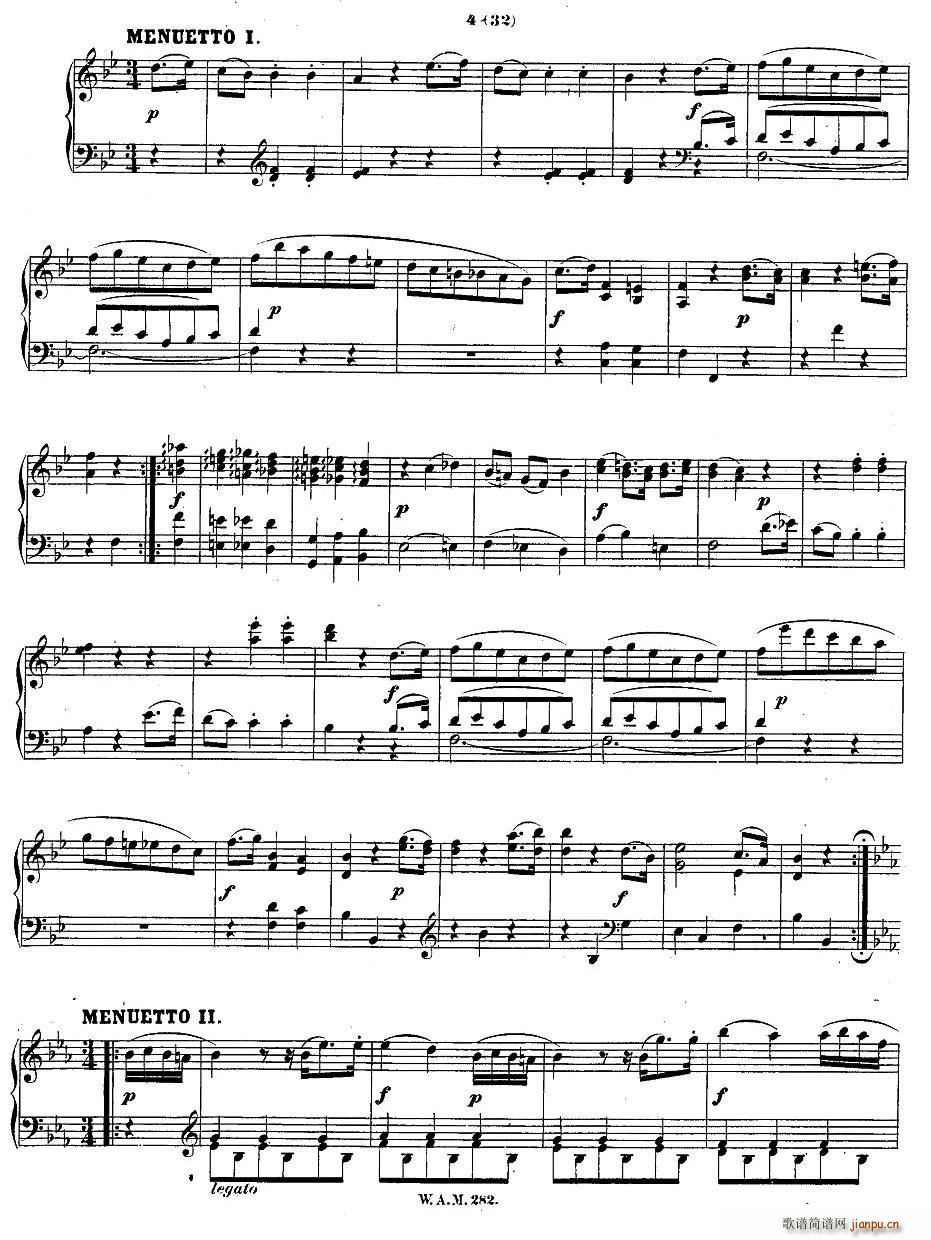 降E大调第四钢琴奏鸣曲 KV 2823