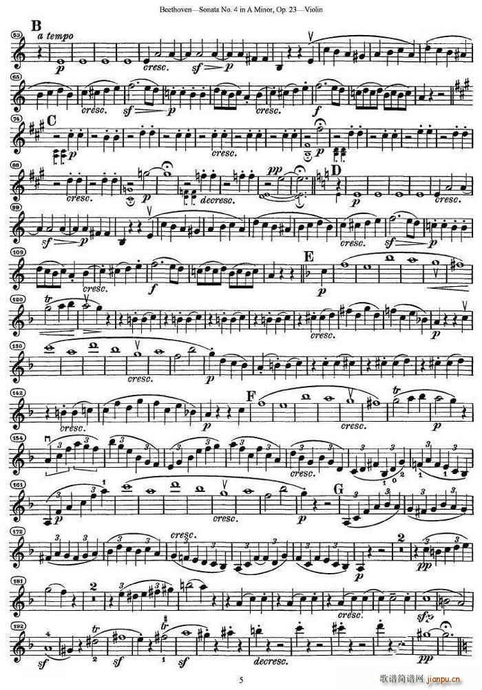 贝多芬第四号小提琴奏鸣曲a小调op.235