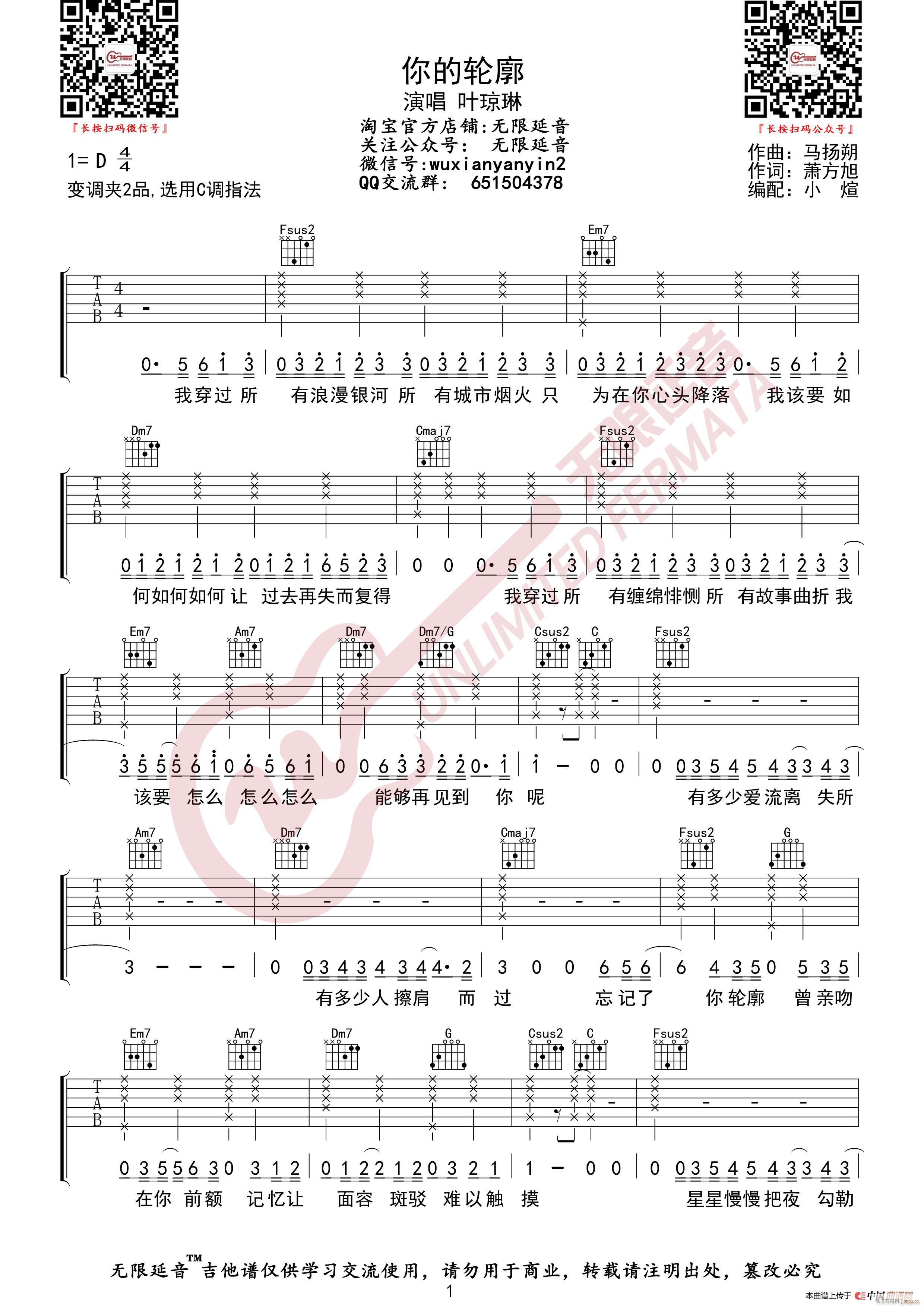 叶琼琳 你的轮廓 （无限延音编配）1