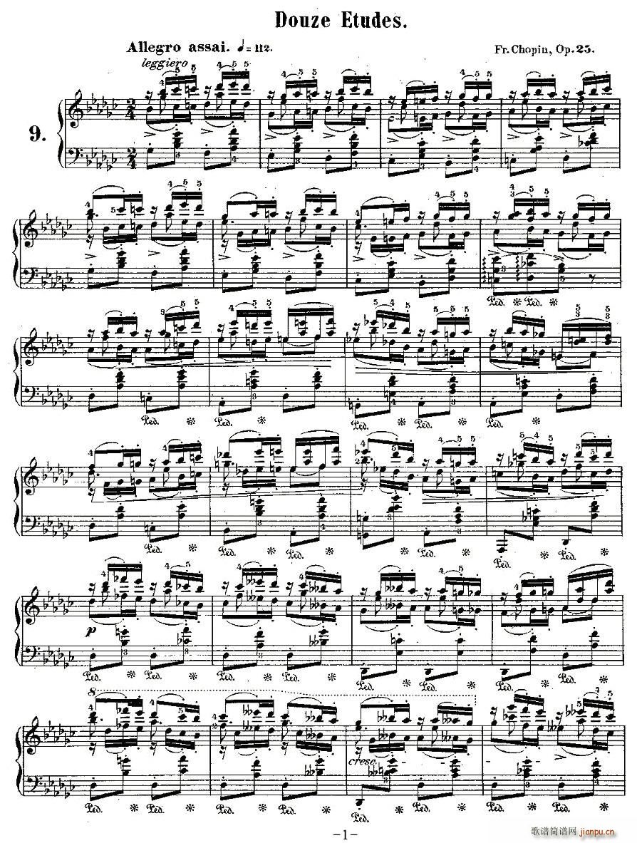 肖邦钢琴练习曲，Op.25之九1