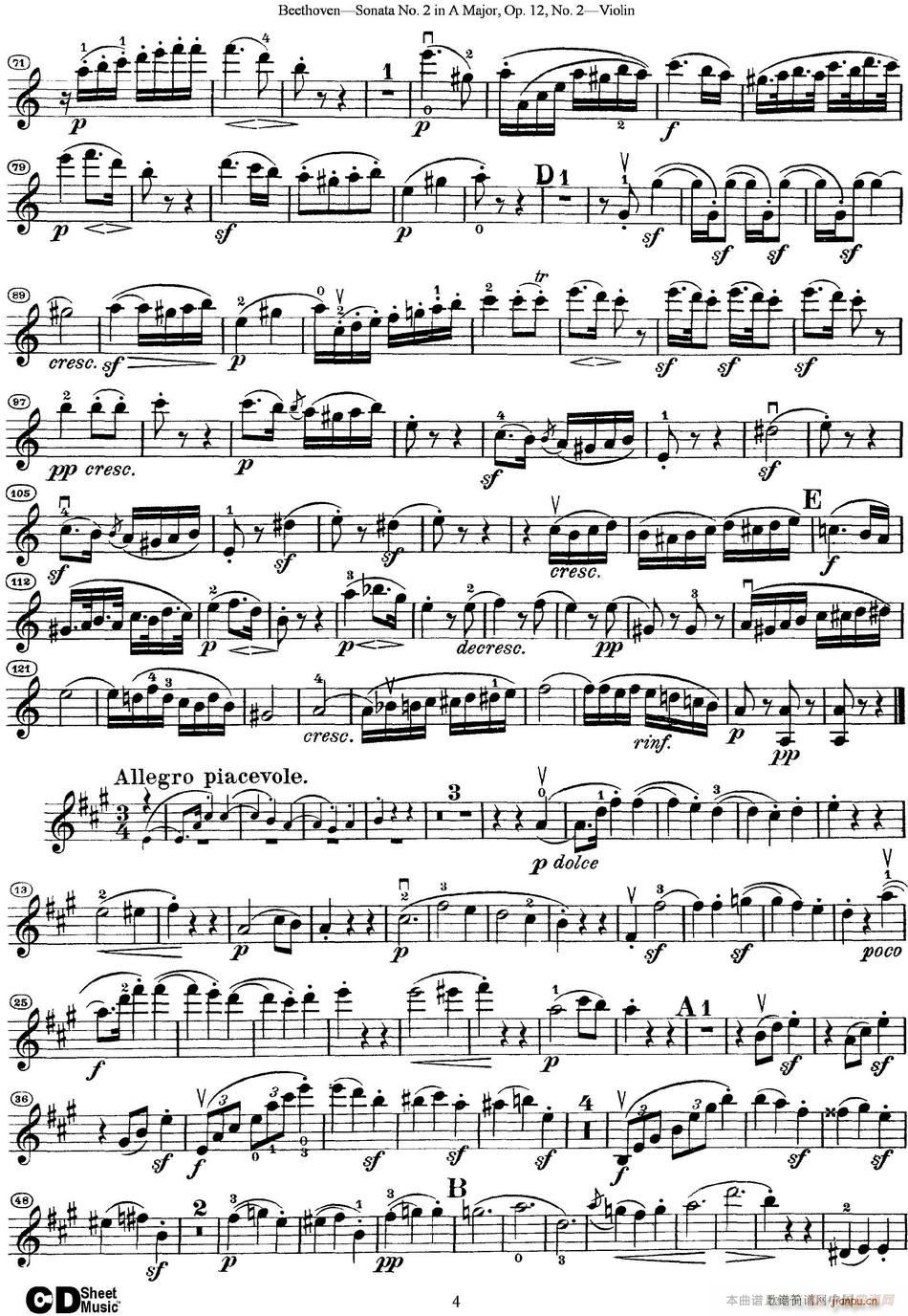 Violin Sonata No 2 in A Major Op 12 No 24