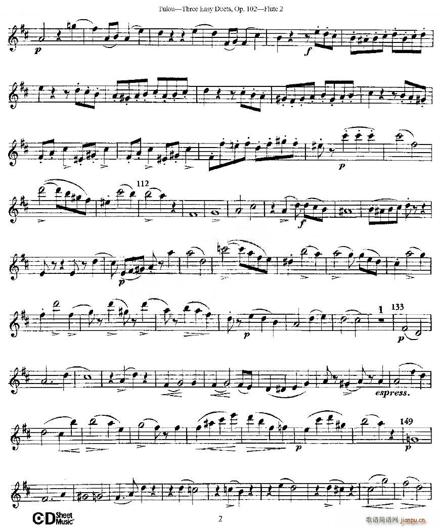 Three Easy Duets Op 102 之第二长笛（三首简易重奏曲作品102号） 铜管2