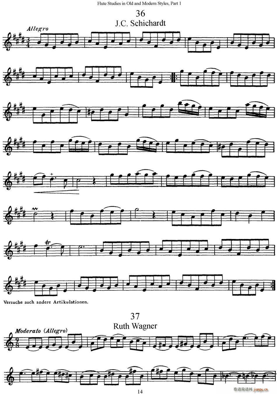 斯勒新老风格长笛练习重奏曲(第一部分)(NO 36-NO 42)1