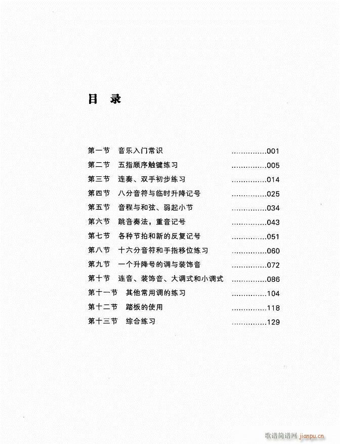 成人钢琴基础教程目录1-801