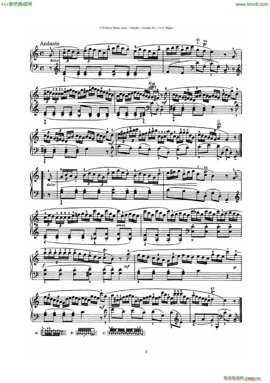 Haydn Joseph Sonata no 1 in C Major4