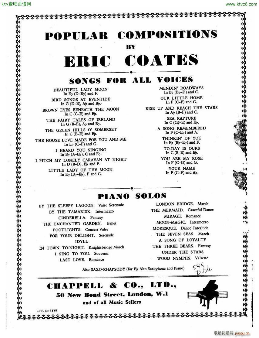 Coates The Three Elizabeths Piano Suite25