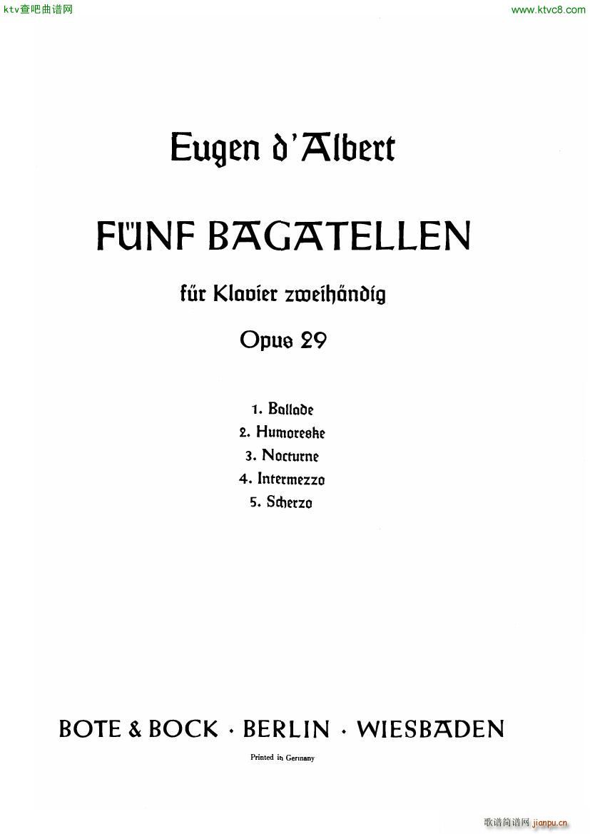 D Albert op 29 no 5 Bagatellen1
