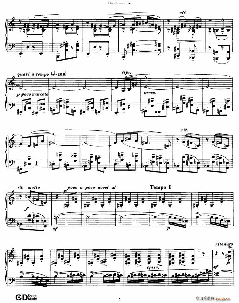 Bartok SZ 62 Suite for Piano op 142