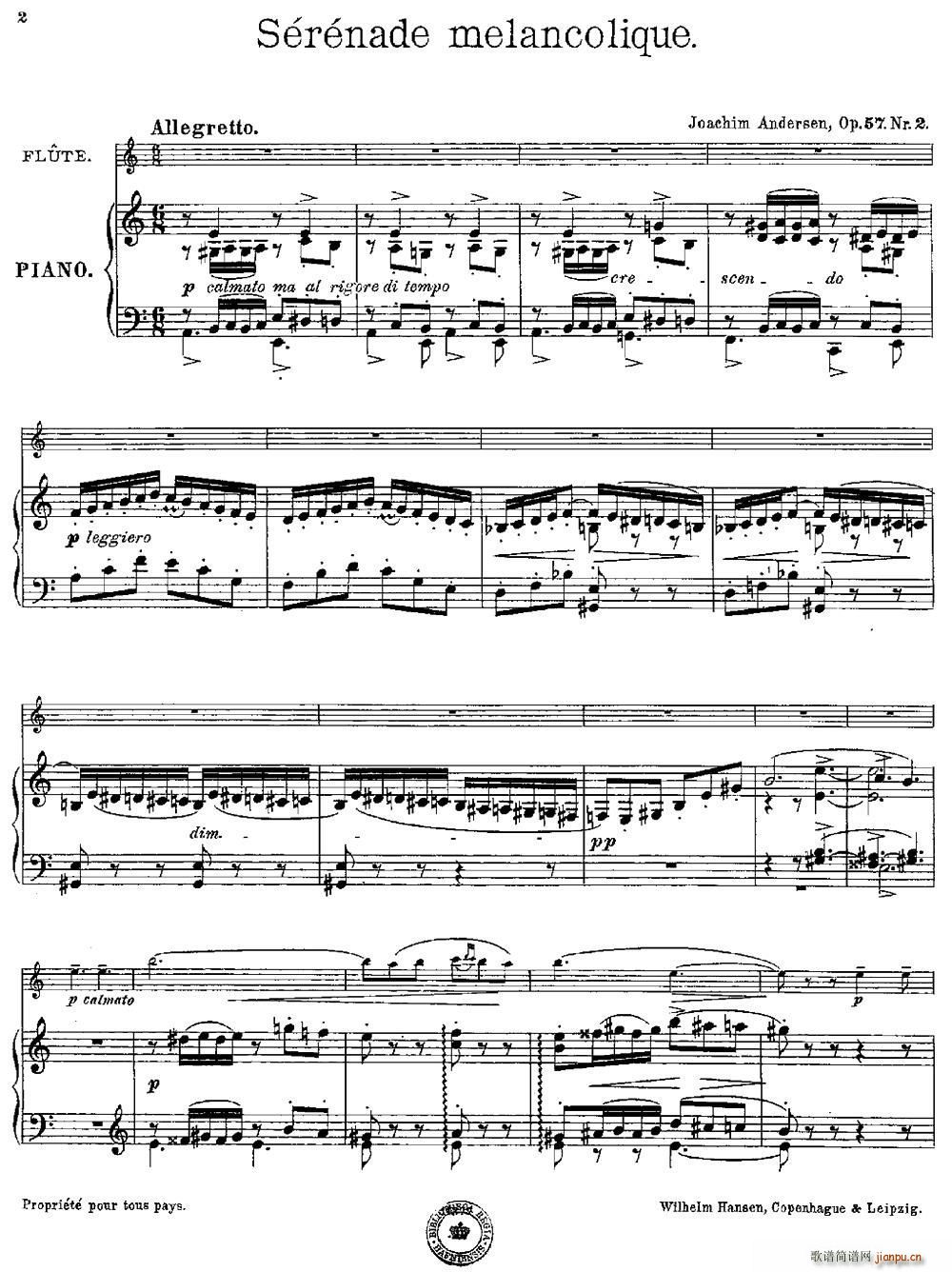Serenade melancolique(Op 57 No 2)(长笛 钢琴伴奏)1
