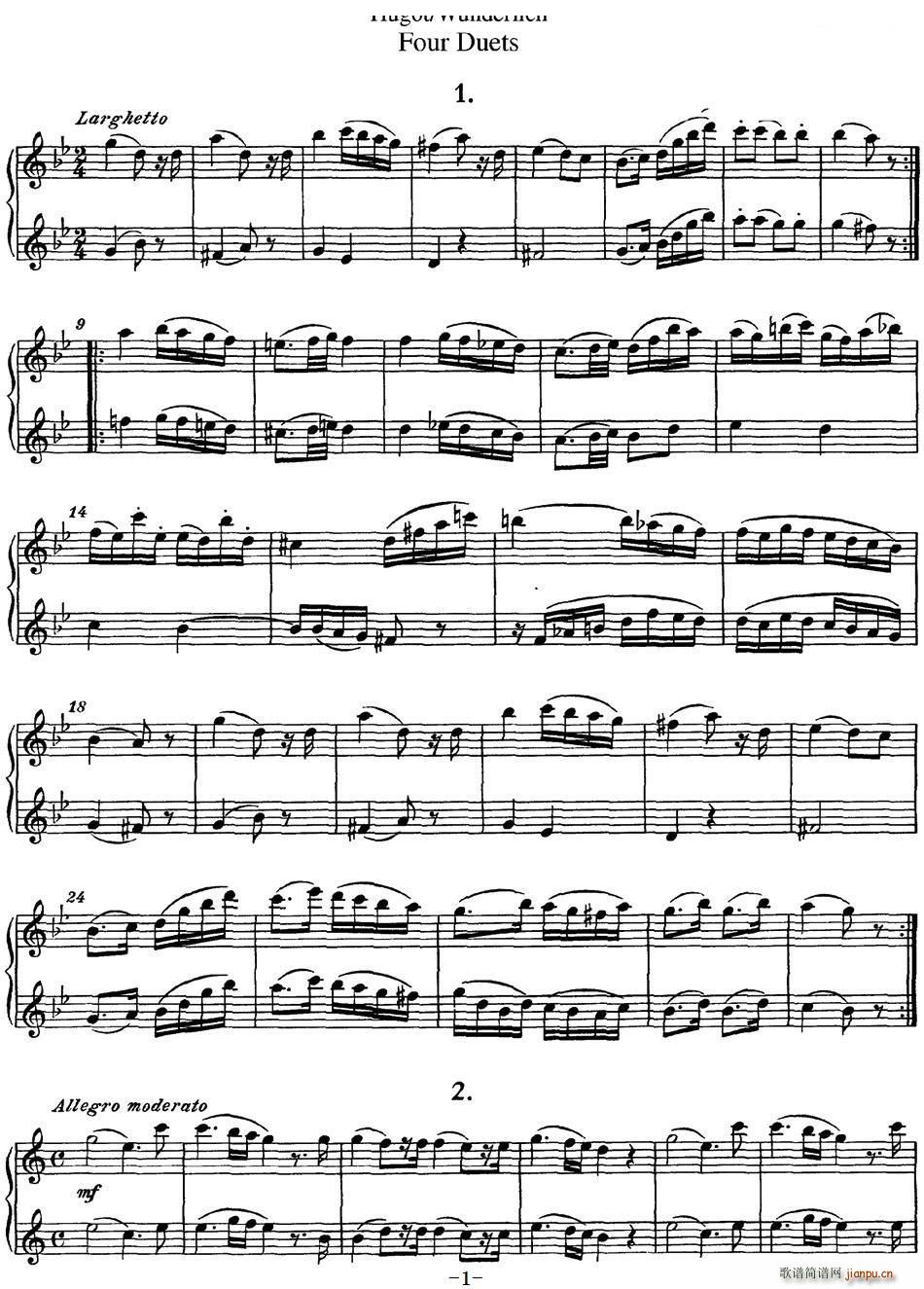 扈高特四个长笛重奏曲1