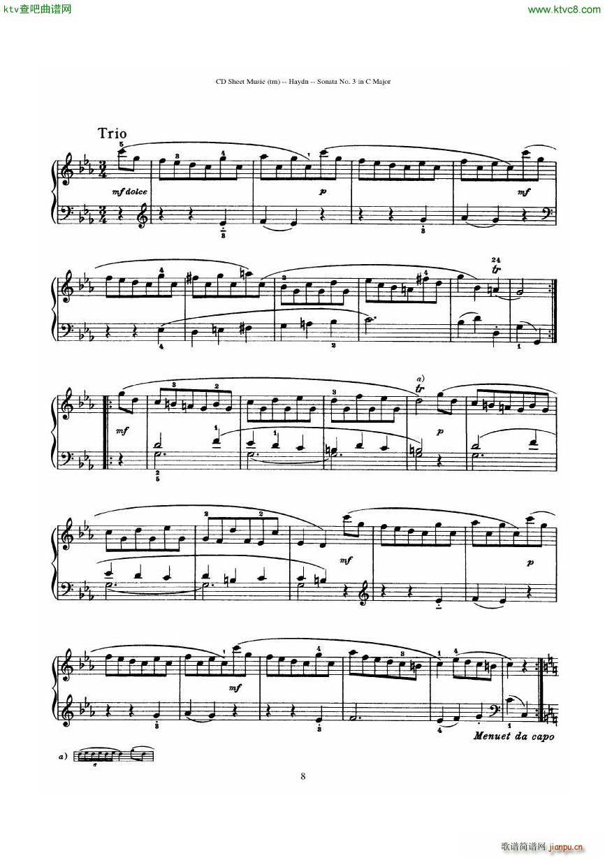 Haydn Joseph Sonata no 3 in C Major8