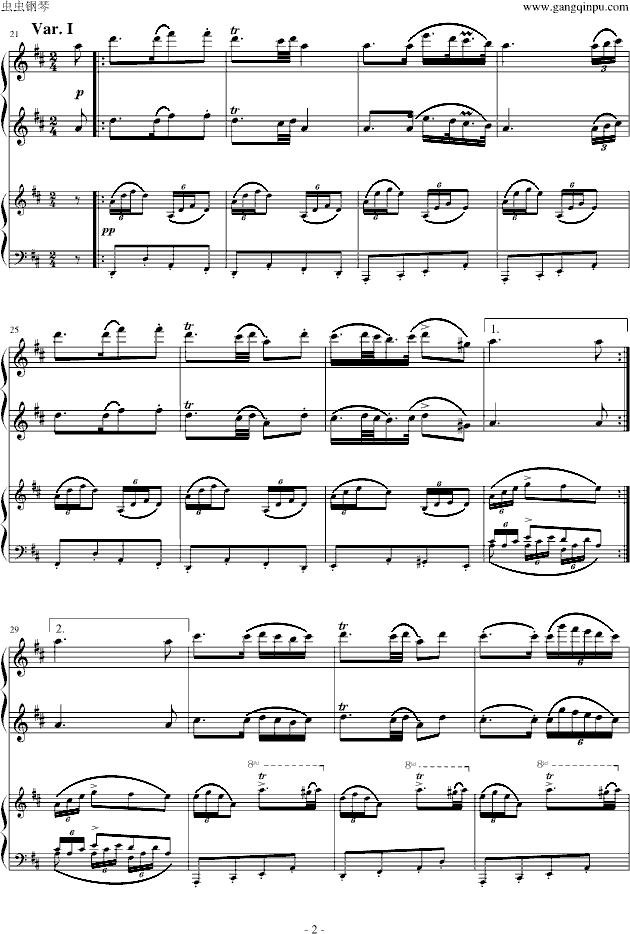 A大调弦乐五重奏“鳟鱼”第四乐章（两架钢琴谱）-钢琴谱(钢琴曲)-舒伯特2