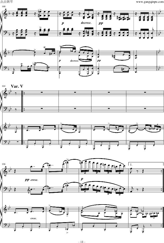 A大调弦乐五重奏“鳟鱼”第四乐章（两架钢琴谱）-钢琴谱(钢琴曲)-舒伯特11