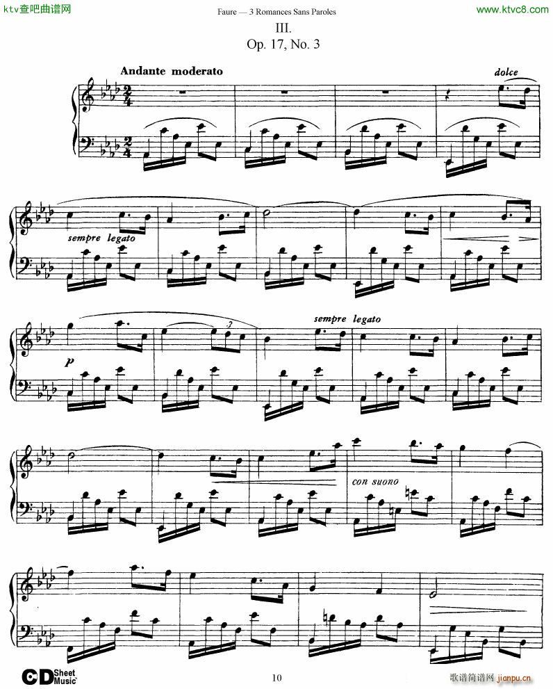 Faure 3 Romances Sans Paroles10