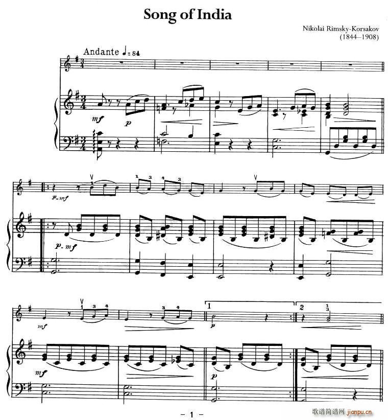 Song of India(小提琴+钢琴)1