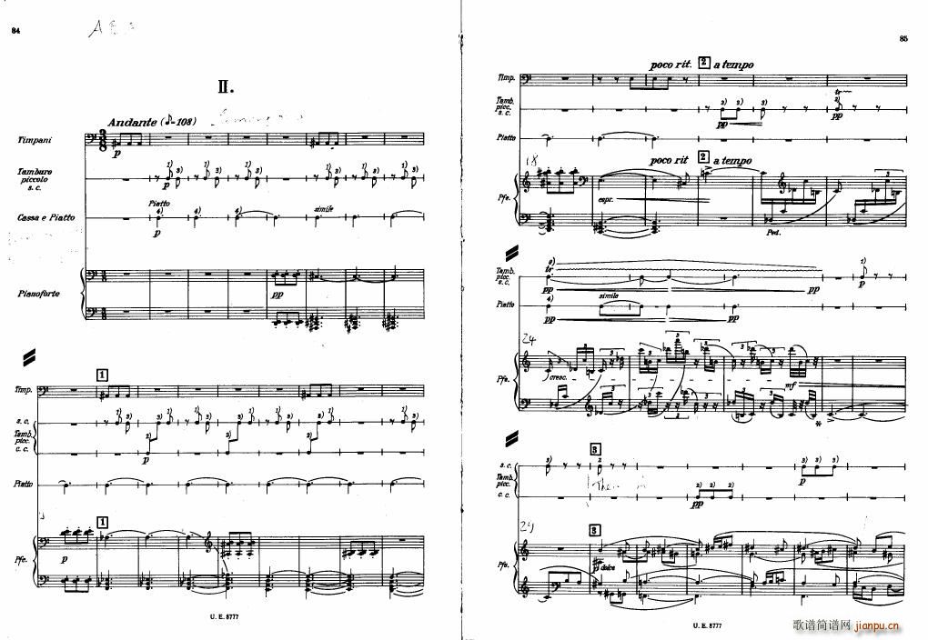Bartok SZ 83 Piano Concerto No1 Full Score 二2