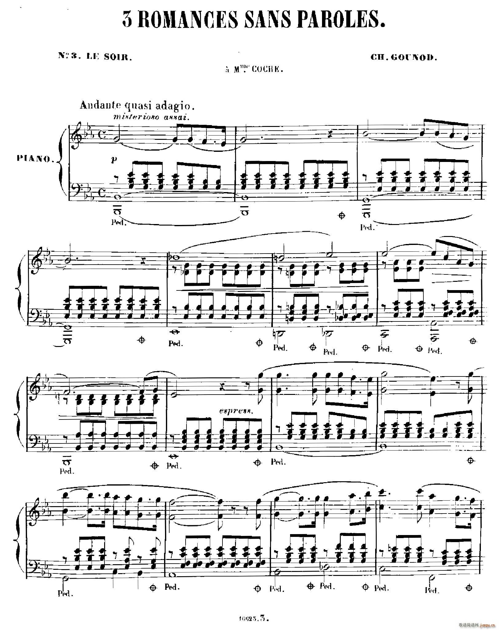 3 Romances Sans Paroles(3首无词浪漫曲 3 夜晚)1