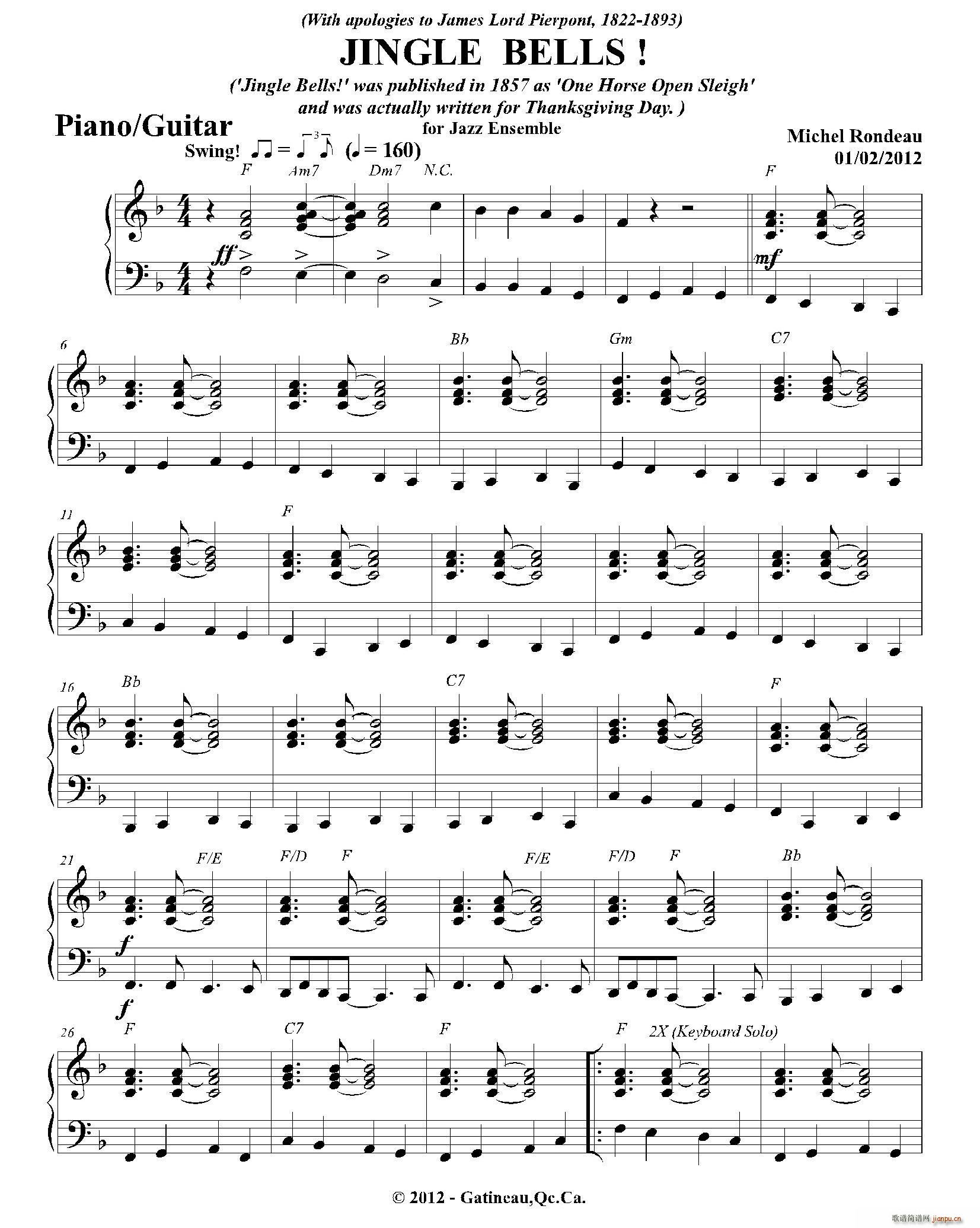 JINGLE BELLS (钢琴、吉他分谱)_爵士管乐团1