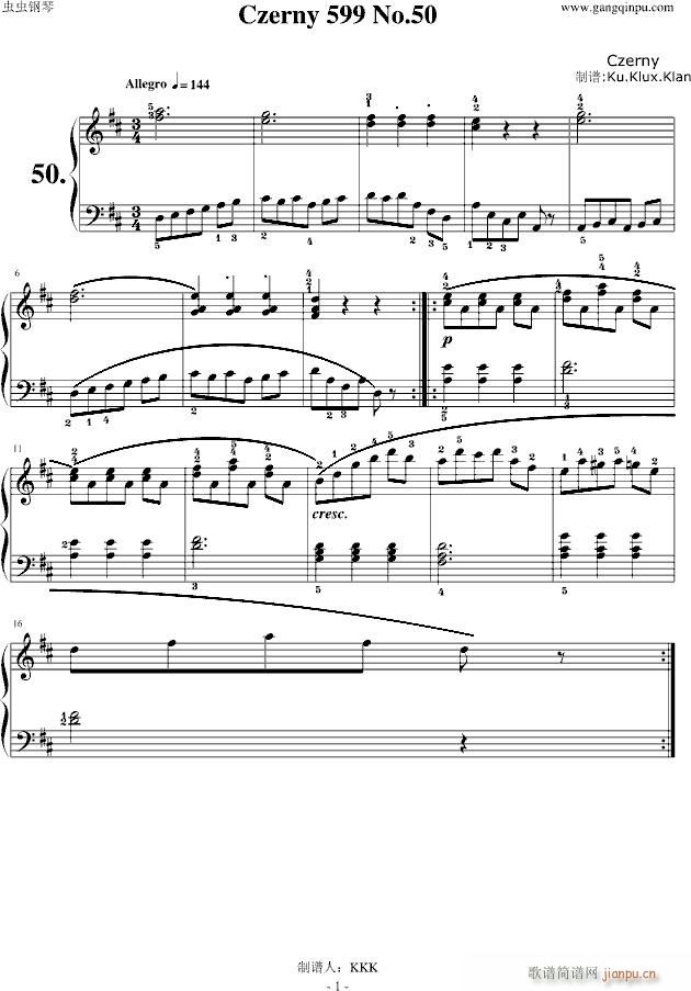 Czerny 599 No.50(标注指法)_车尔尼-Czerny1