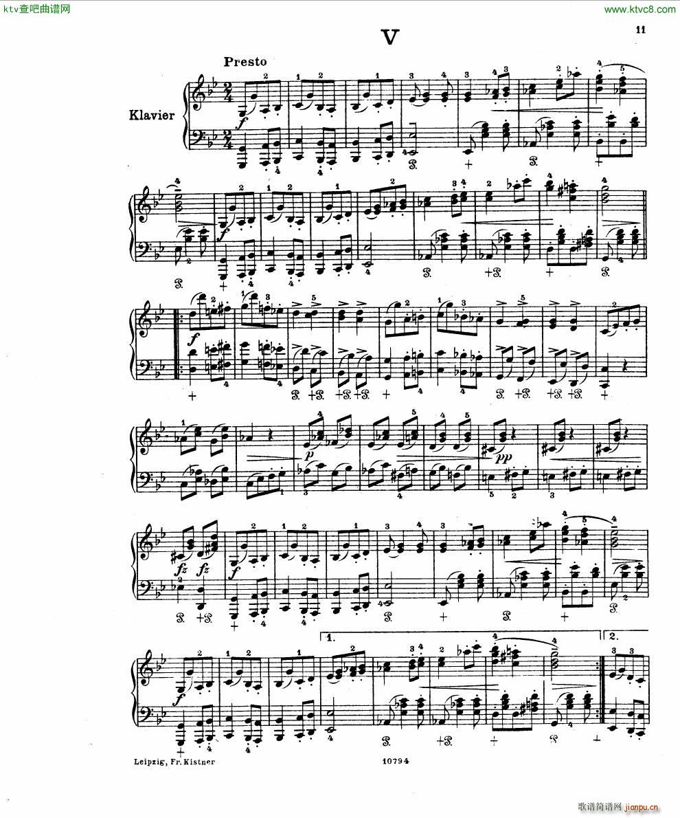 Fuchs Robert Improvisation pour clavier op 119