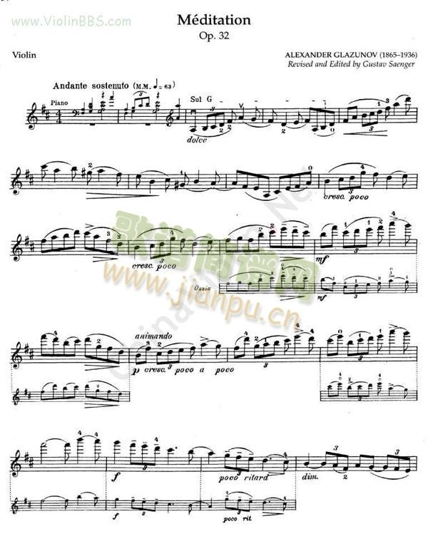 GLAZUNOV格拉祖诺夫《MEDITATION》Op.321