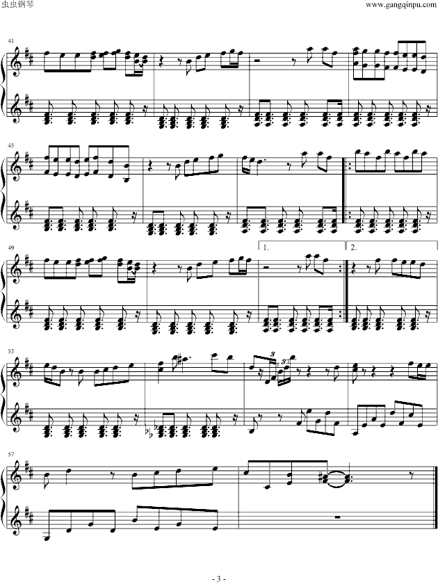 the day you went away-钢琴谱(钢琴曲)-M2M3
