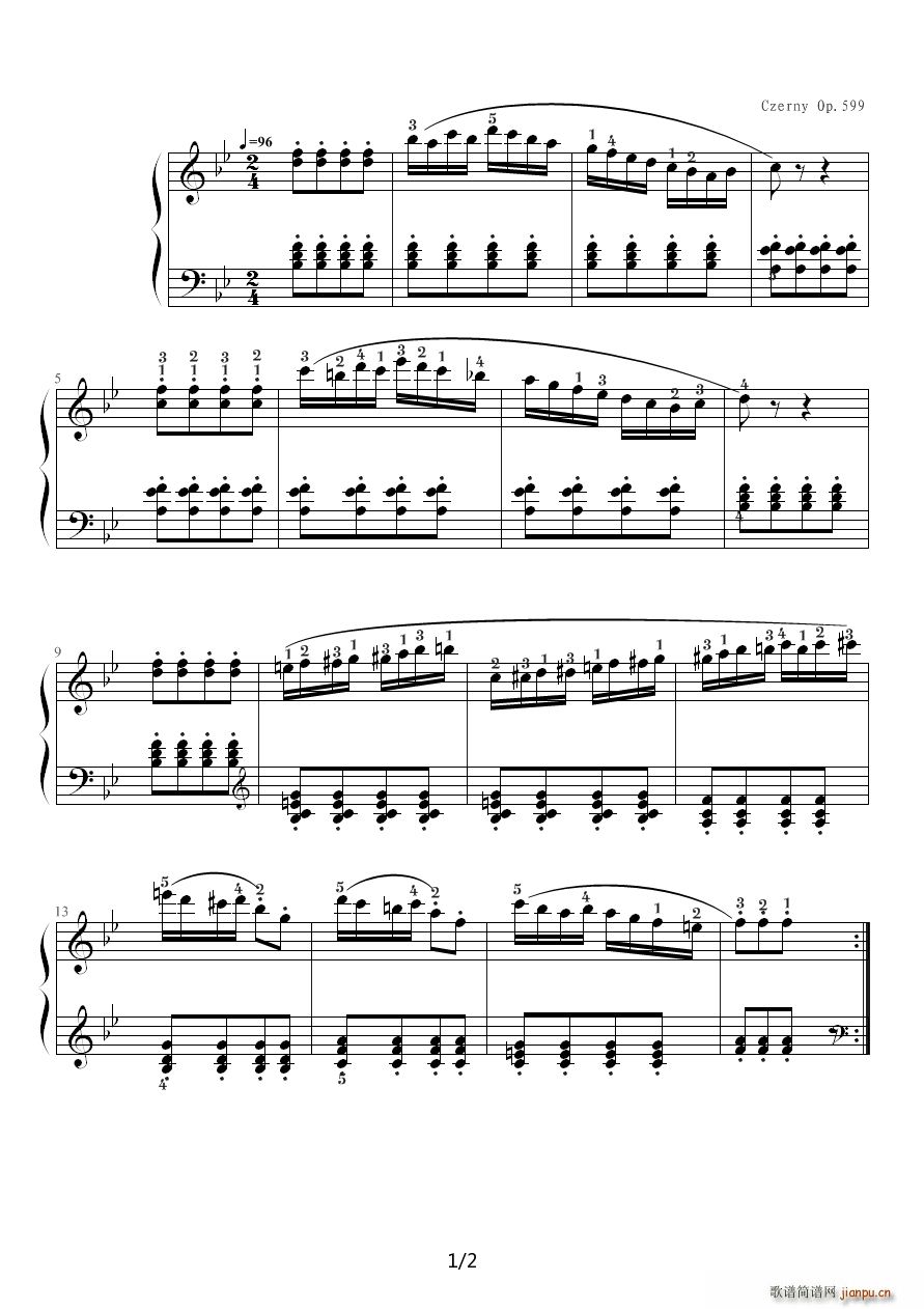 车尔尼599 NO 64 降B调1