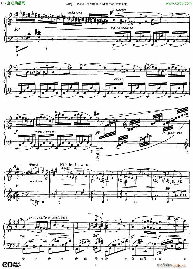 Piano Concerto in A minor Op 16 1868 rev 1907 piano solo arr10