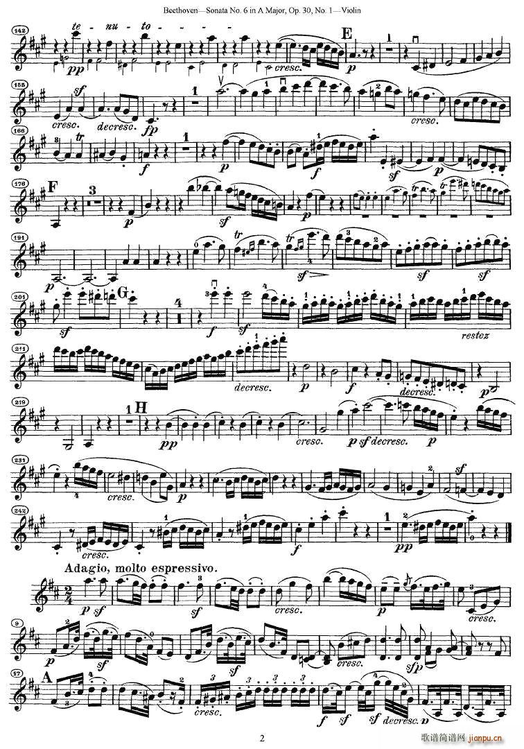 Sonata No.6 in A Major，Op.30，No.1（第六号小提琴奏鸣曲A大调op.）2