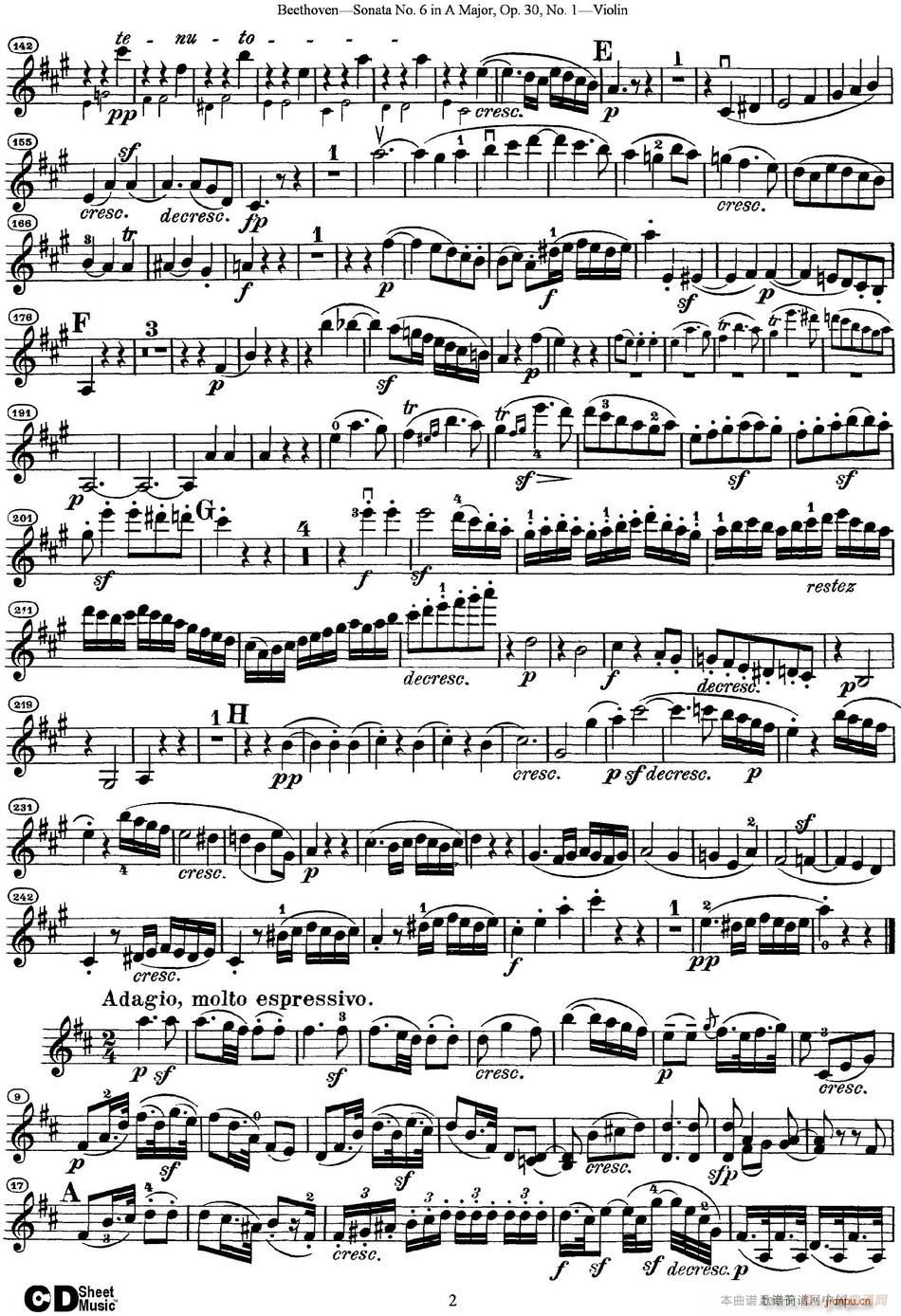 Violin Sonata No 6 in A Major Op 30 No 12