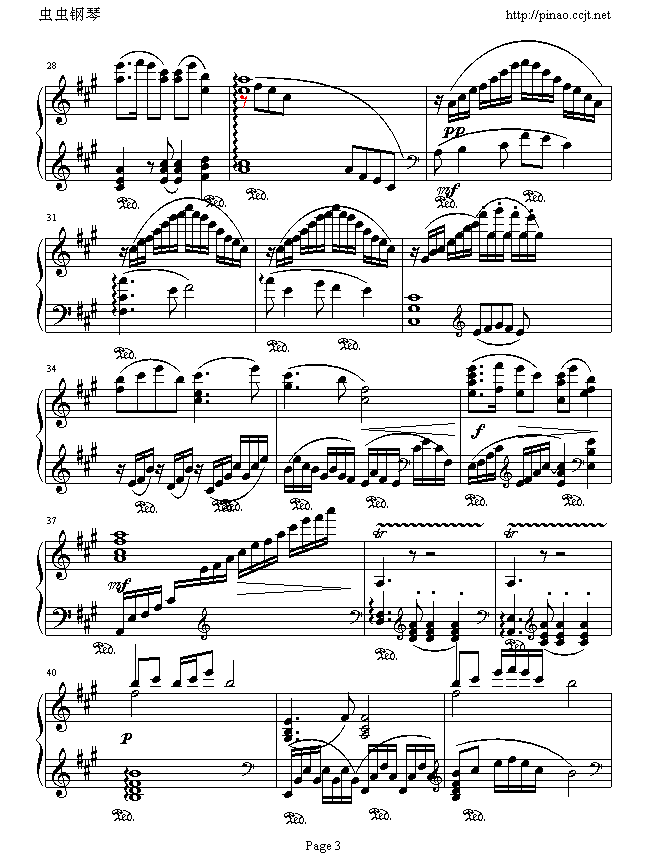 彩云追月-钢琴谱(钢琴曲)-中国名曲3