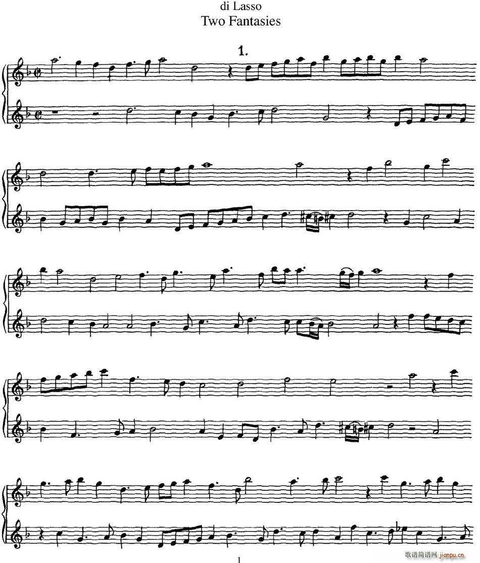 迪 拉索长笛二重奏2段幻想曲(Two Fantasies )1