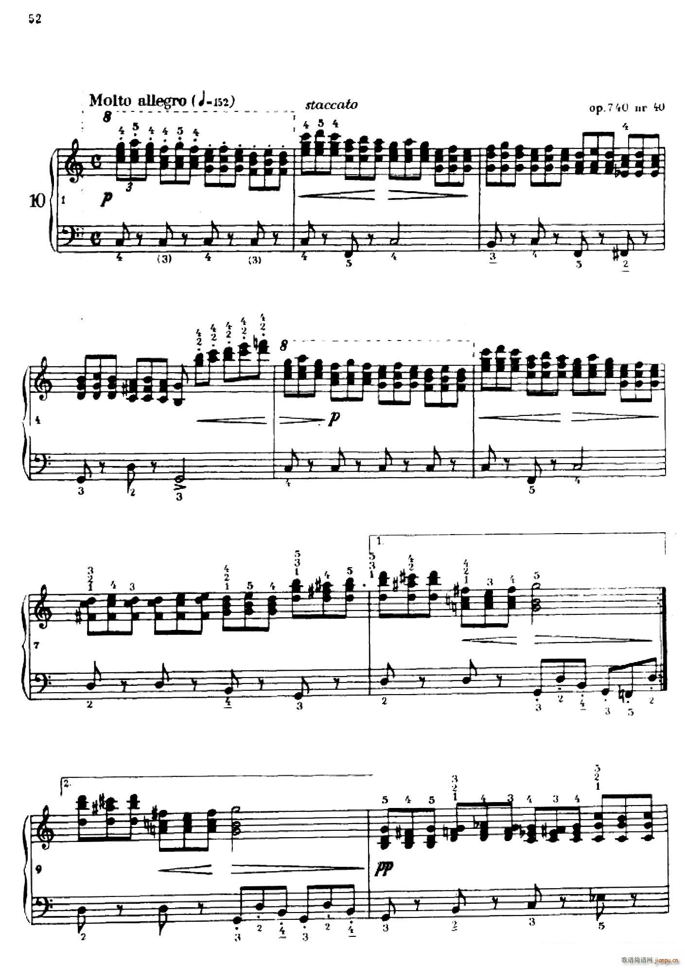 《车尔尼手风琴练习曲集》第Ⅳ册（第10――11首）1